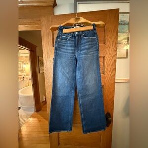 PAIGE Dark Blue High-Rise Wide Leg Jeans Sasha Glorious